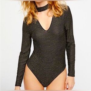 For Love And Lemons Black and Gold Knit Top